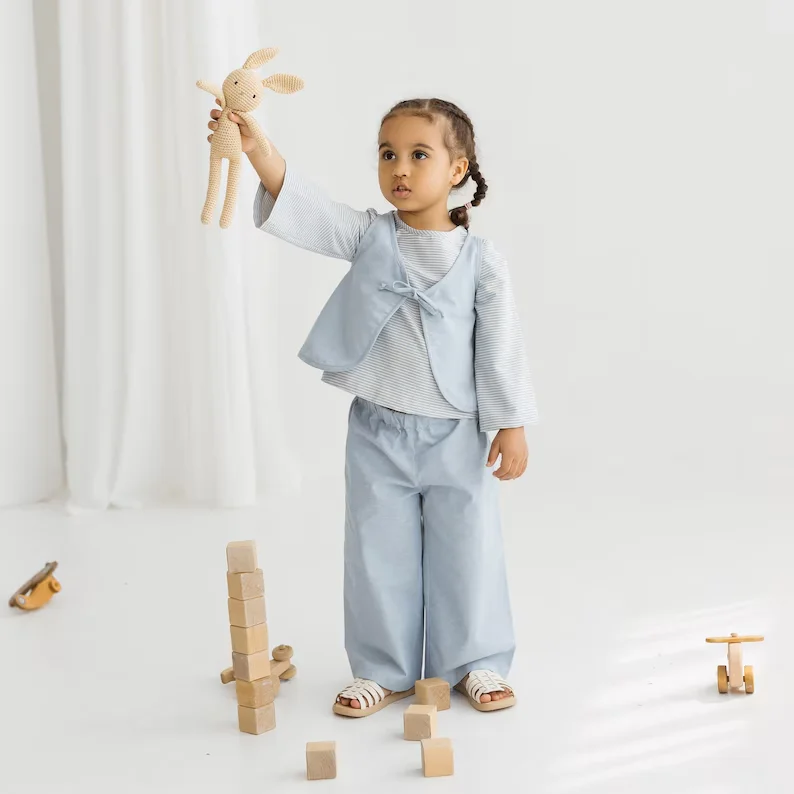 Unisex Baby 2024 Spring Summer Cotton Linen Short Sleeve Suit Button Shirt with Loose Shorts Baby Kids Outfits - Image 2