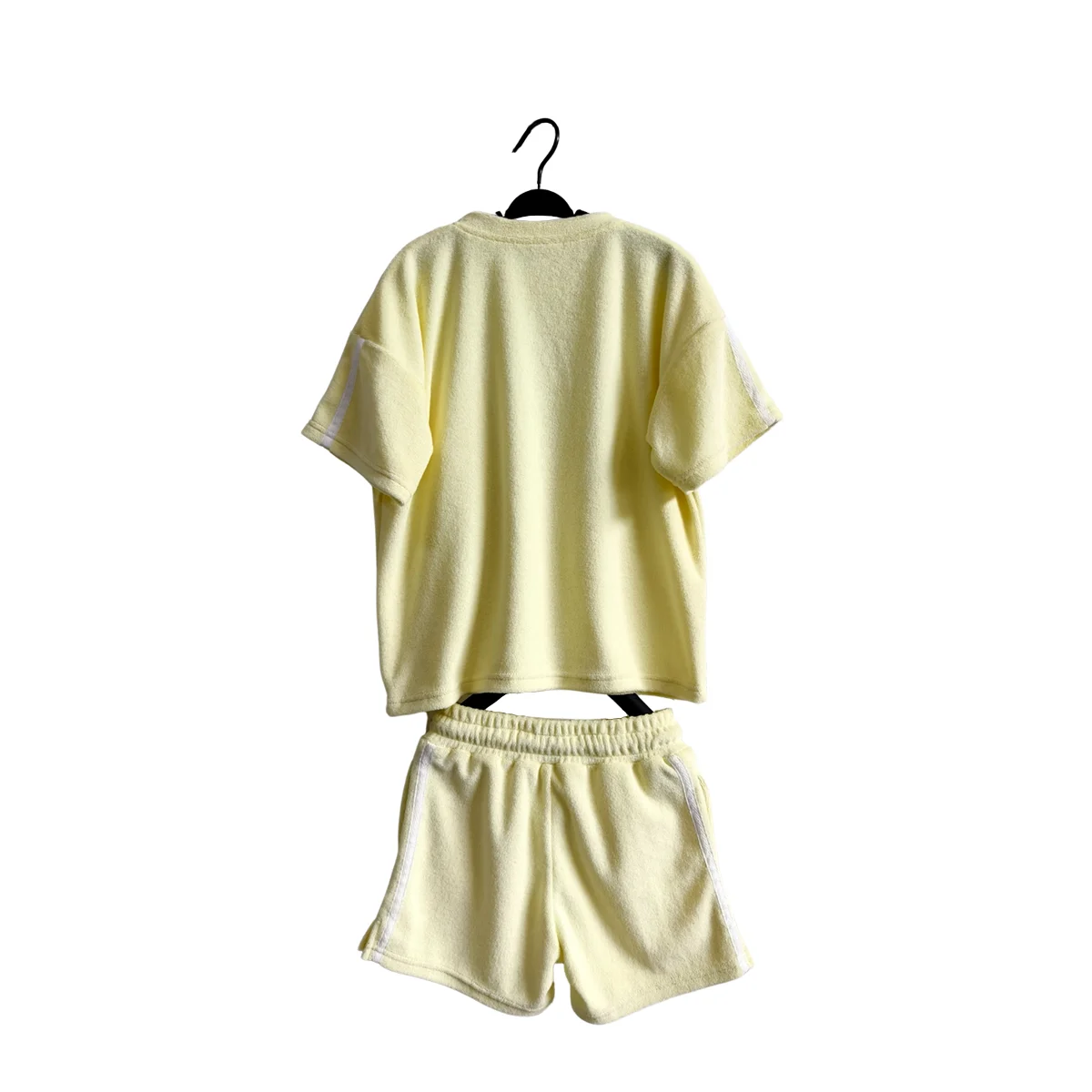 OEM Mom and Mini Adult Boys Girl Summer Outfit Terry Towel T-shirt & Shorts Set Solid Color Breathable Soft Beach Clothing - Image 6