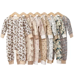 Ins Newborn Baby Girl Floral Print Long Sleeve Romper Sweet Cotton Lap Shoulder Spring Infant Jumpsuit