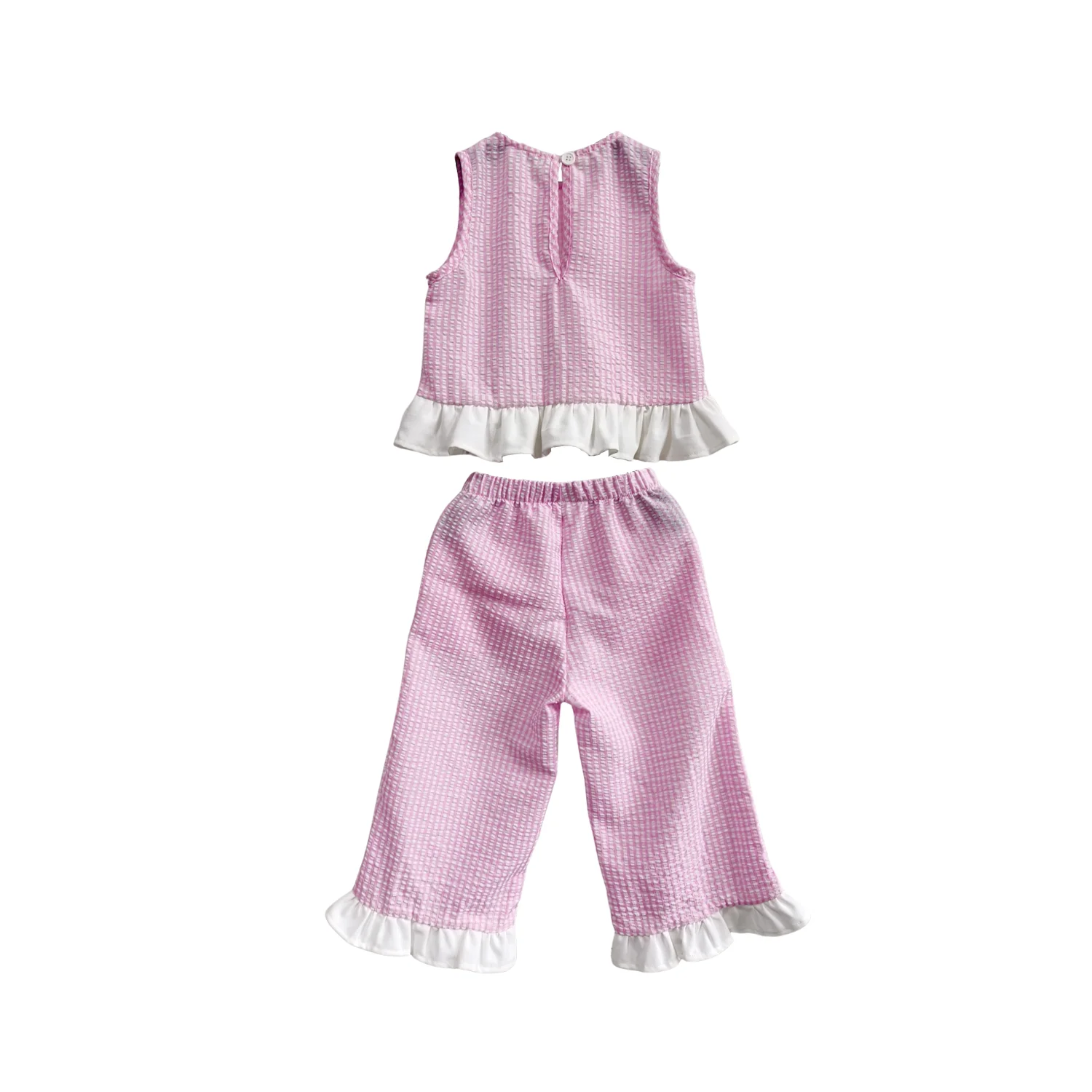 Girls Clothing Sets Sleeveless Top Wide Leg Linen Pants 2025 Summer Outfits Cute Kids Clothes - Image 2