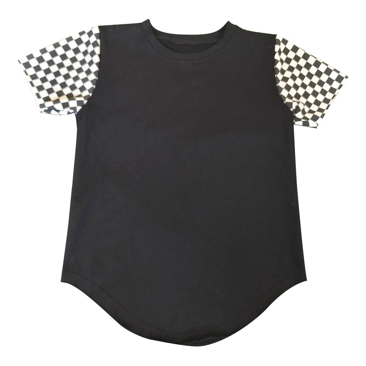 Custom Toddler Kid Baby Boys Clothes Summer Cotton Top Infant Checkerboard Sleeve T Shirt Fashion Tee - Image 2