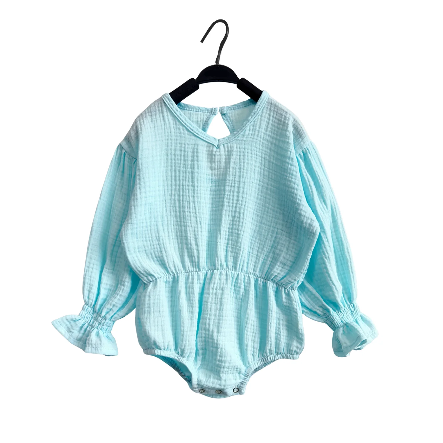 Custom Infant Baby Girl Crape Cotton Romper Smocked Bubble Bodysuit Frill Trim Ruffle One-Piece Jumpsuit Cute Summer Clothes - Image 2