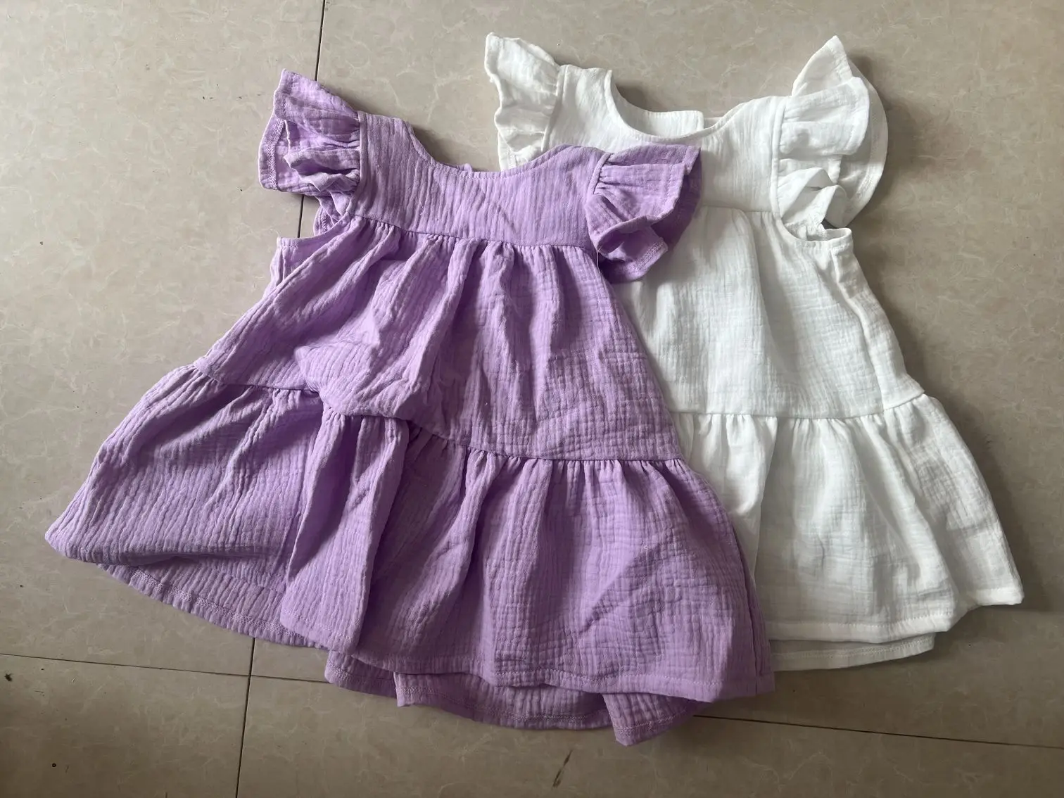 Flutter Sleeves Baby Girl Dress Summer Muslin First Birthday Dress - Image 3