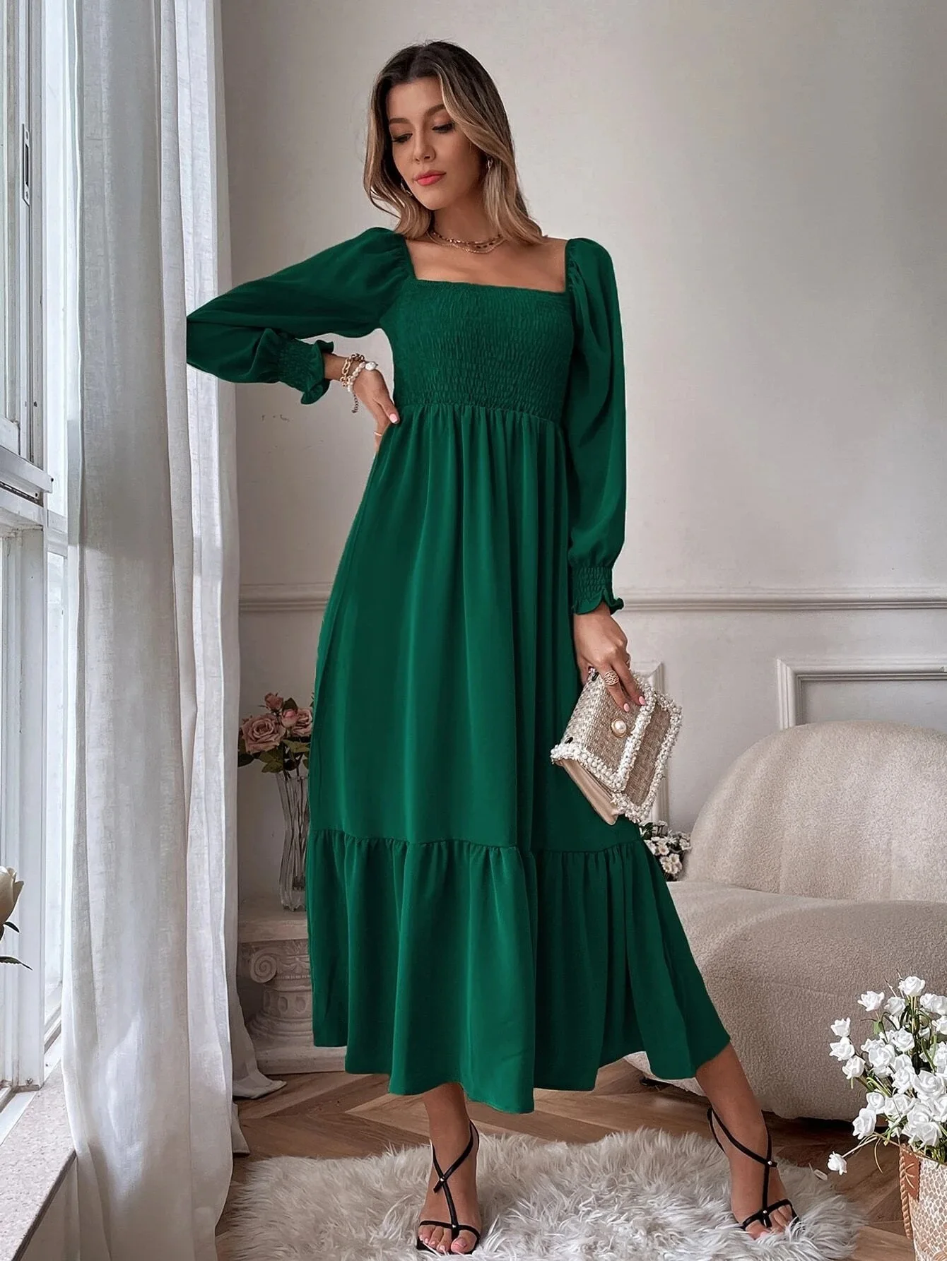 Hot Selling Women's Polyester or Cotton Long Sleeved Skirt Summer Dresses for Women - Image 3