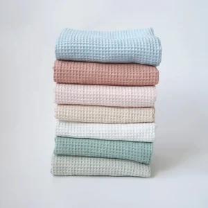 RTS or Customizable Size Organic 100% Cotton Waffle Soft Cotton Newborn Quilt Bath Towel