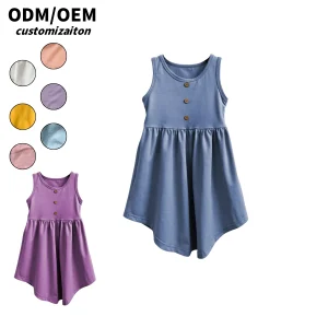 Long and Cute Plaid Pattern Knitted Cotton Dress for Girls for Spring and Summer Fashion