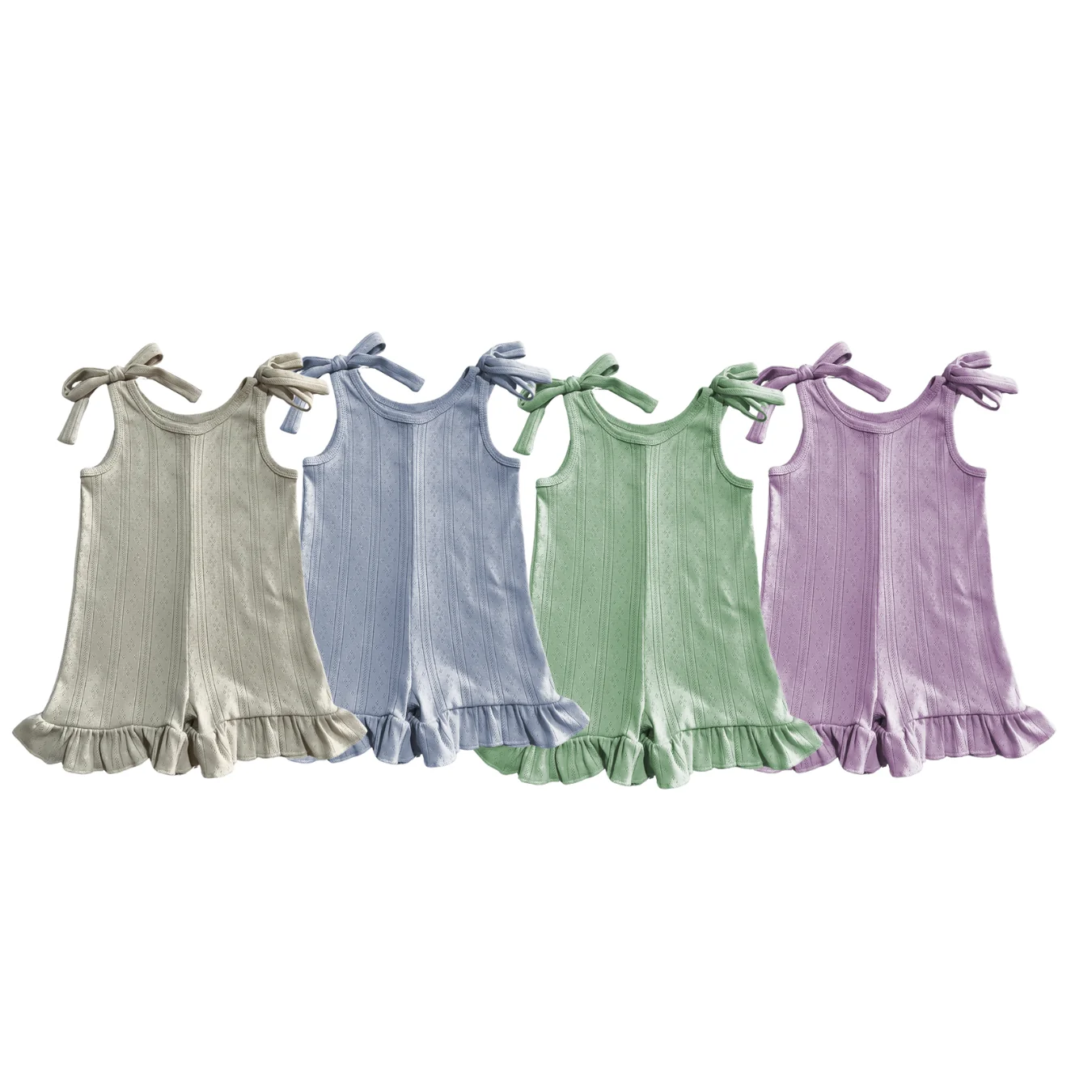 Summer Fashionable Trendy Close-Fitting Soft Jacquard Ribbed Climbing Wear for Kids Bright Individual Baby Rompers - Image 6