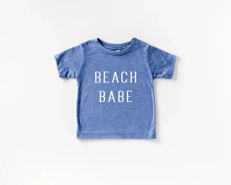 Custom Printing Baby Clothing Shirt Summer Beach Babe Kids Summer Surf and Sun Baby and Toddler Drop-shoulderT Shirt - Image 5