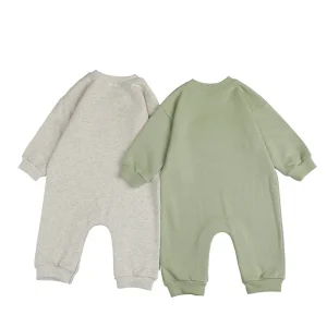 Custom Unisex Autumn and Winter New-baby Infants Solid Color Long Sleeves Wrap Buttocks Rompers Baby Boy Girl Clothes
