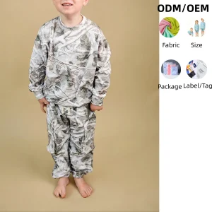 Custom Camo Pattern Toddler Kids Unisex French Terry Two-piece Cargo Sweatshirt Jogger Set Baby Clothing
