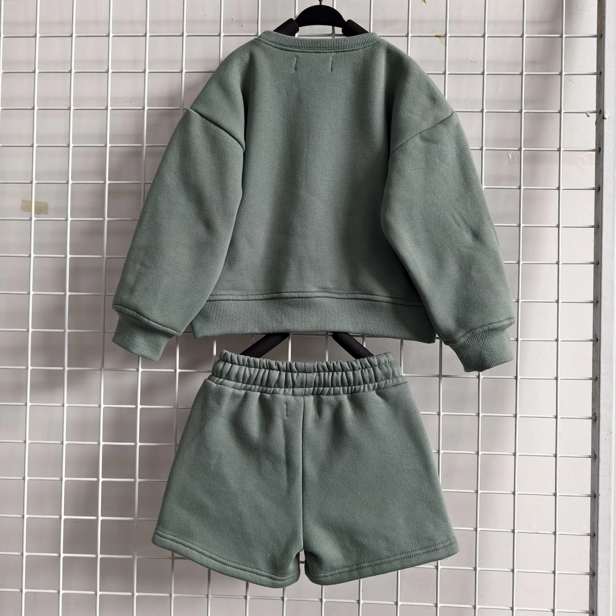 OEM Baby Clothing Toddler Baby Boy Summer Clothes Solid Color Sleeve Crewneck Sweatshirt Top Casual Shorts Set 2PC Outfit - Image 3