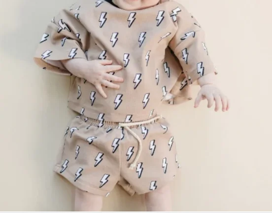 Wholesale Custom Baby Kids Summer Lightning Checkered Shorts Set T-shirt 2pcs Soft Casual Toddler Clothing - Image 5