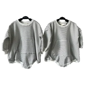 New Design French Terry Long Sleeve Striped Baby Bubble Rompers with Pocket for Autumn
