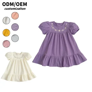 Hot Sale High Quality Elegant Cotton Dress for Girls Sophisticated and Dynamic Design with Sweet and Cute Short Sleeves