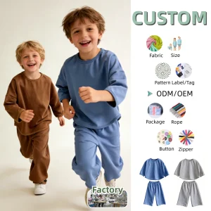 Custom Children's Sweatshirt Set Kids Clothes Set Spring and Autumn Baby Boys Suit Children's Smooth-Finished Sweater Set