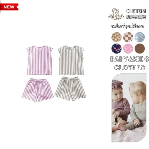 New Baby Kids Clothes Unisex Baby Stripe Pullover 2 Pieces Spring Summer Daily Casual Suit