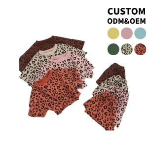 High Quality Baby Girls Kids Cheetah Print Shot Cloth Set t Shirt with Shorts Casual 2pcs Leopard Outfit