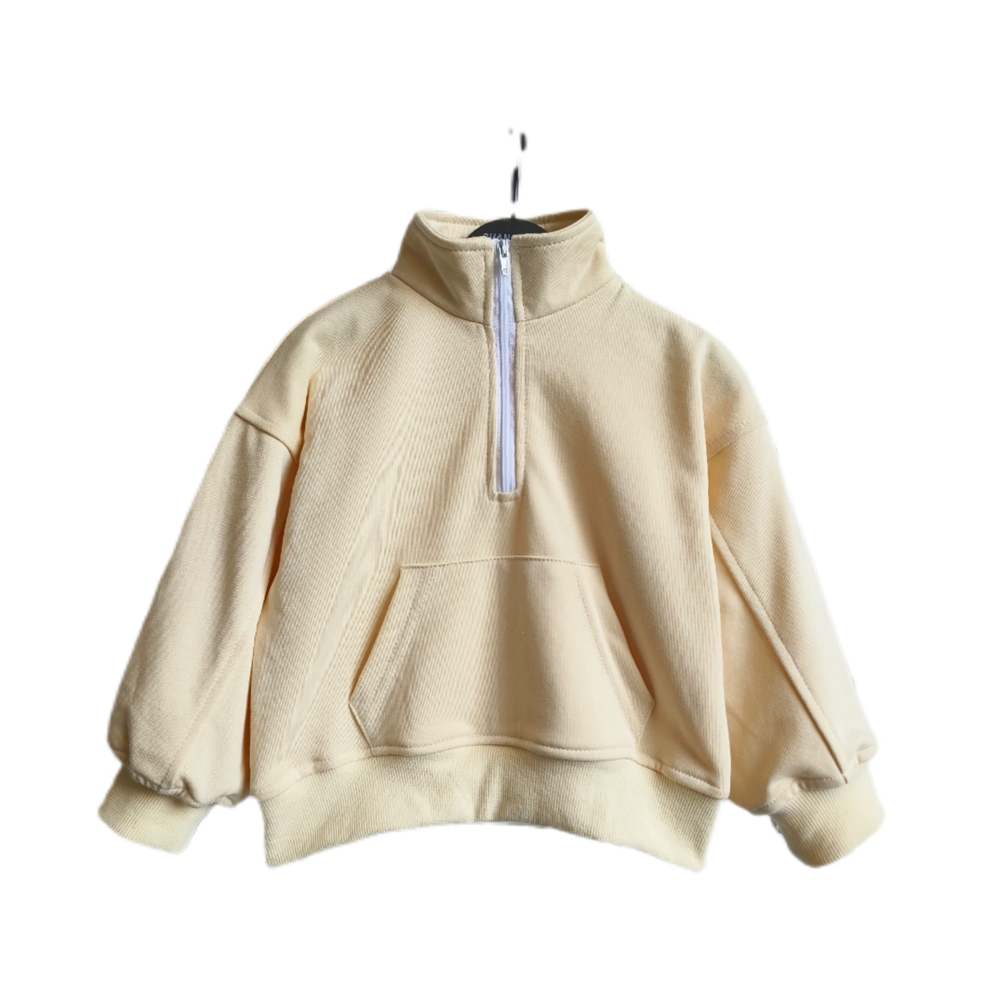 Custom Baby Clothing Solid Casual Long Sleeves Zipper with Pockrtr French Terry Baby Sweatshirt - Image 4