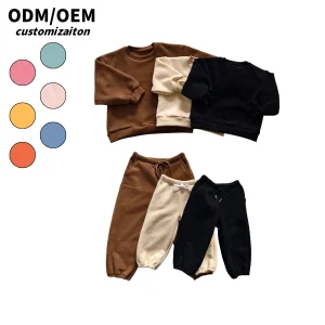 Winter Unisex Baby Toddler Fleece Tracksuit Sets Sweatshirt  2 Pcs Jogger Sets