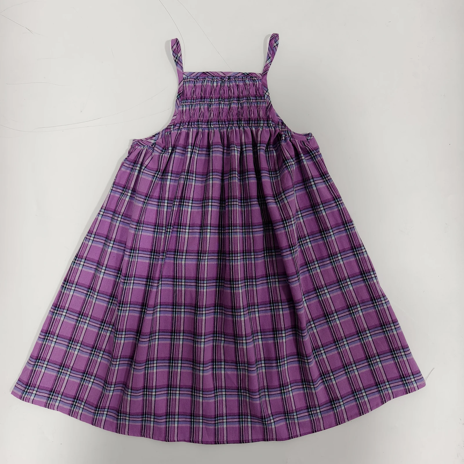 Girls Strap Cute Dress Sleeveless Grid Princess Dress Kids 100% Cotton Cute Ruffle Dress - Image 2