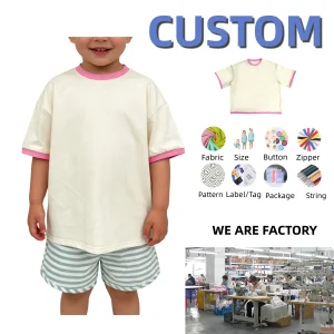OEM Baby Tops T Shirts 100% Cotton Short Sleeve Tops Kids Summer Casual Crewneck Basic Tees Shirts