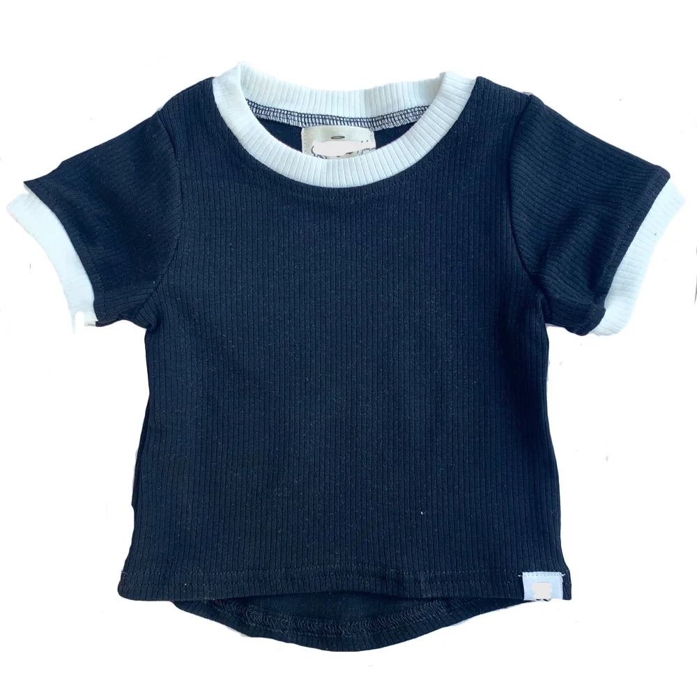 Summer Unisex Rib Cotton Short Sleeve Shirt Solid Ringer Tee with Contrast Trim Casual Top - Image 4