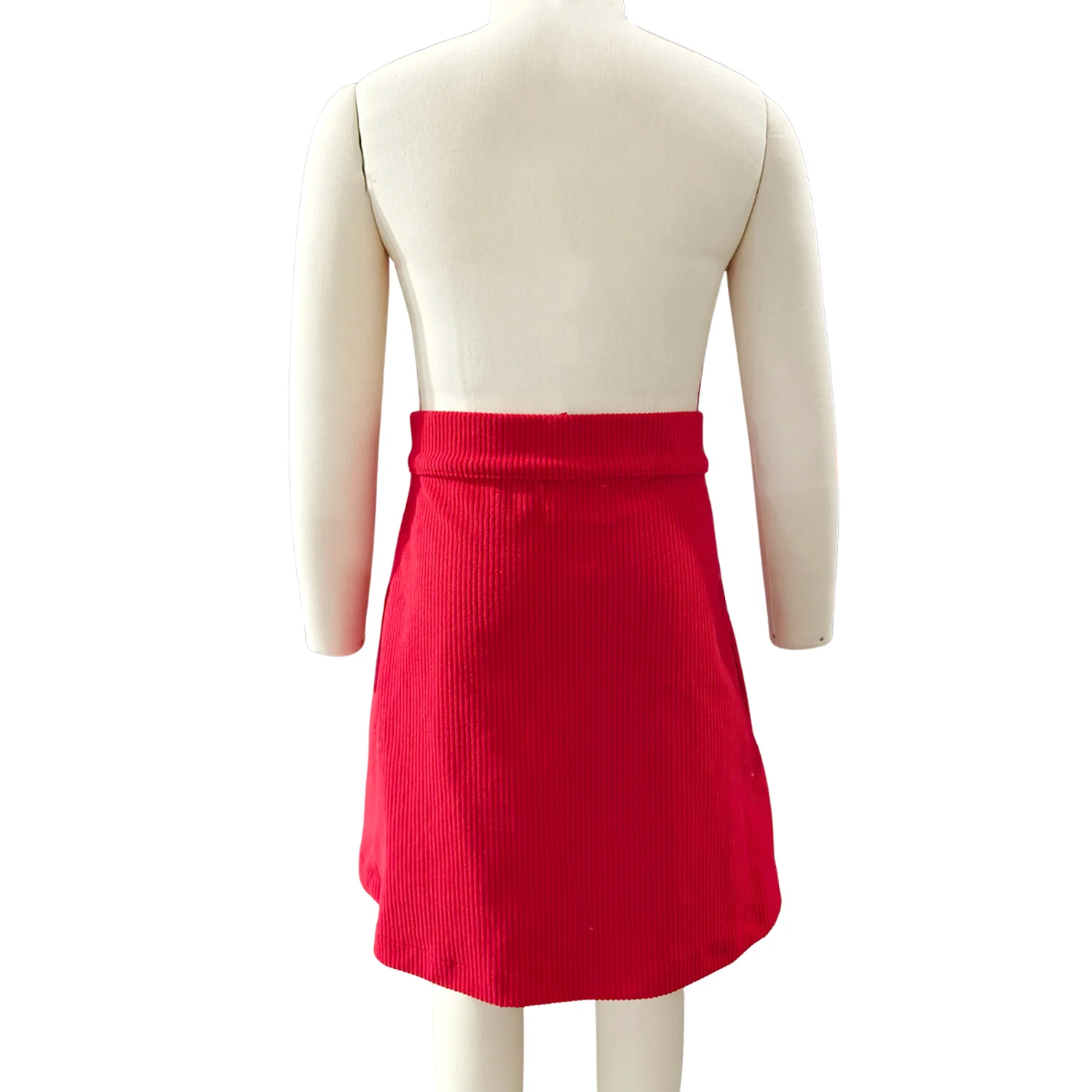 OEM Baby Clothing Girl Corduroy Skirts Kids Fall Winter Button Mini Skirt with Pockets - Image 4