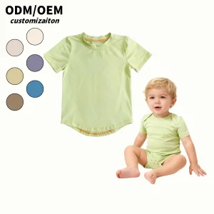 OEM Romper Baby Boy Girl Knitted Cotton Casual Short Sleeve Baby Clothing Snap Button Oversized Summer