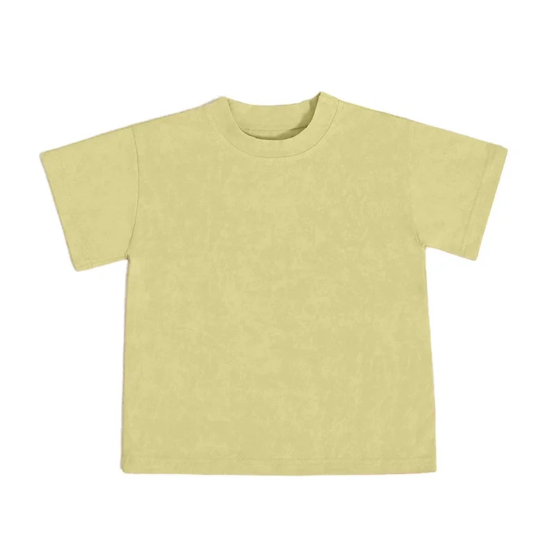 New Design Sweater Cotton Wax Dyed Solid Color Fallow Baby T-shirt for Boys and Girls