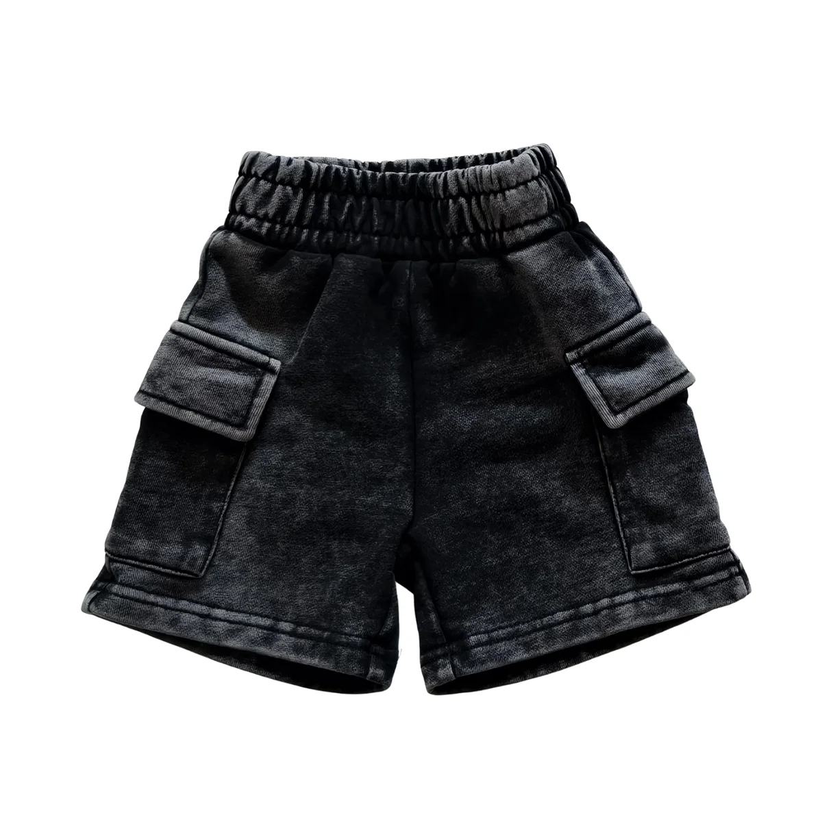 Custom Color French Terry Boy Shorts for Summer Classic Acid Wash Design with Pocket for Babies - Image 2