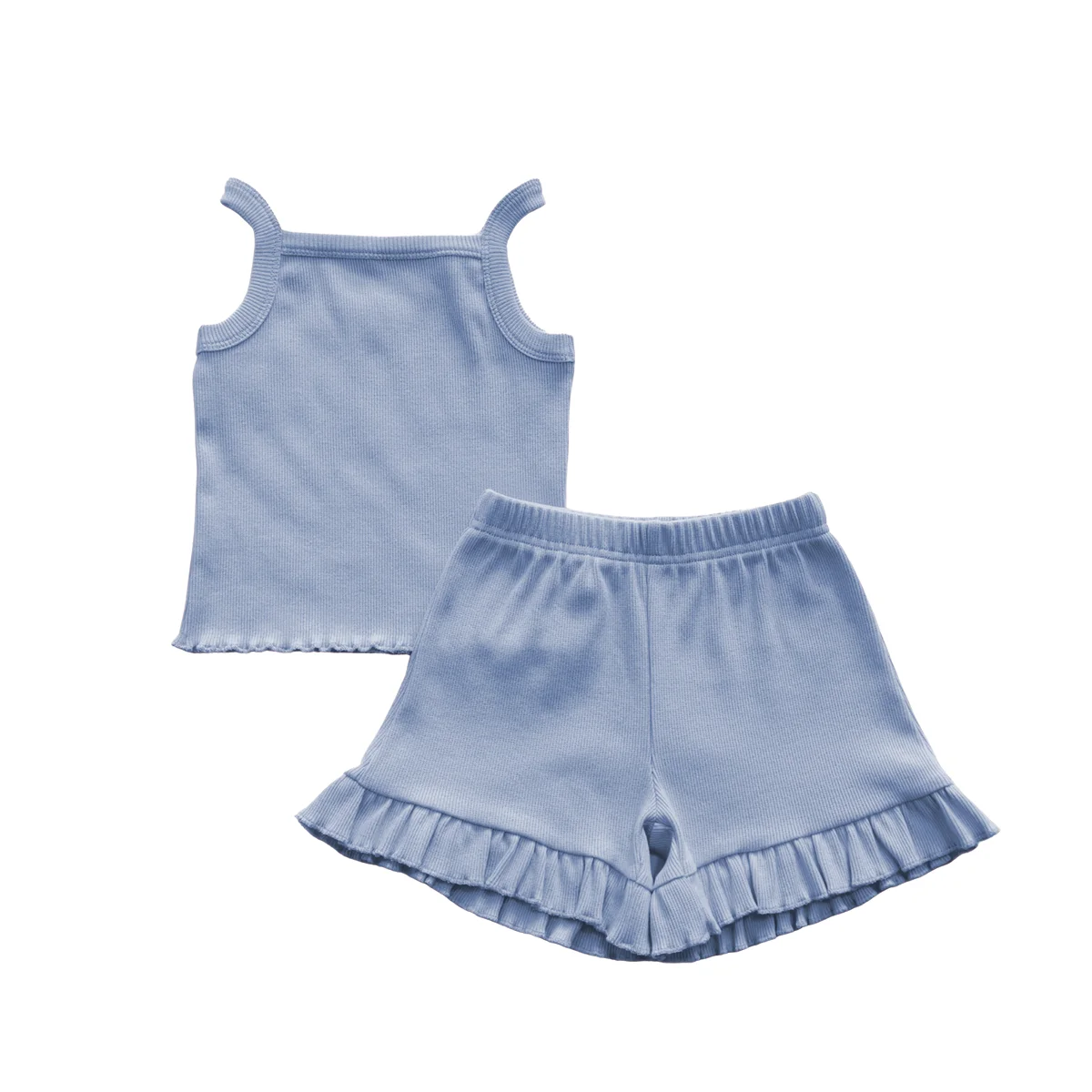 Customizable Kids Short Set Fashionable Bright and Vivid Ribbed Halter Shorts Cool Breathable and Close-Fitting Soft Stylish - Image 3