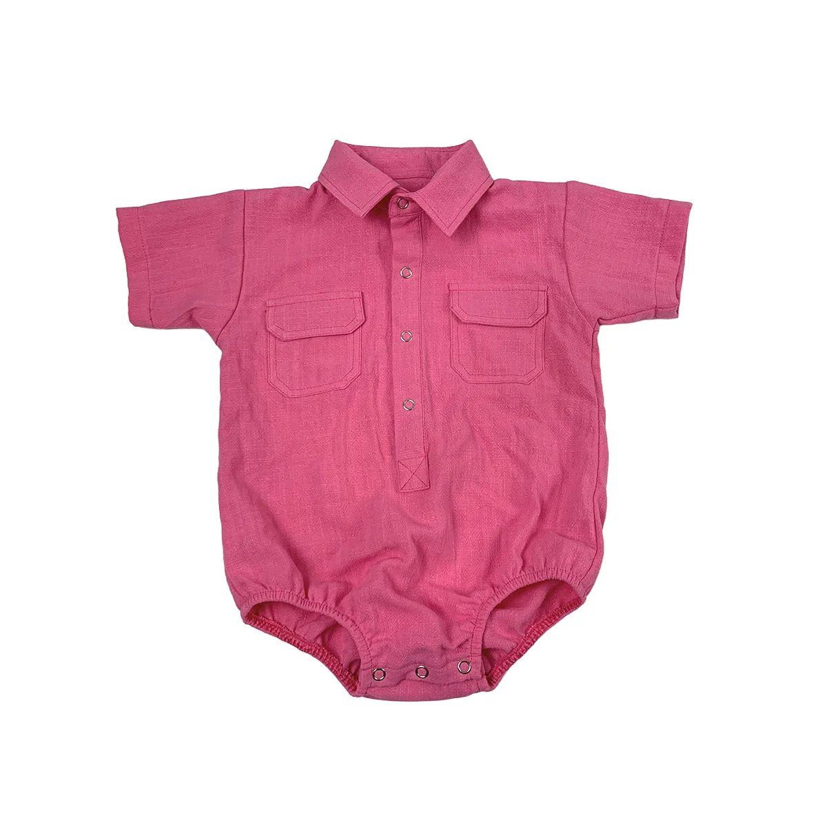 Cotton Infant T-shirt Romper with Snap Button Casual Cotton Linen Romper Toddler Onesie Spring Summer Bodysuit