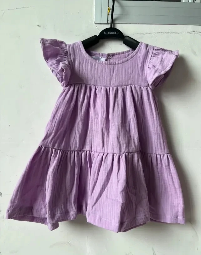 Flutter Sleeves Baby Girl Dress Summer Muslin First Birthday Dress - Image 5