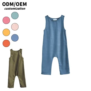 Spring and Autumn Kids Jumpsuit Long Sporty Casual Cool Breathable Unique Bright Cotton and Linen Baby Rompers