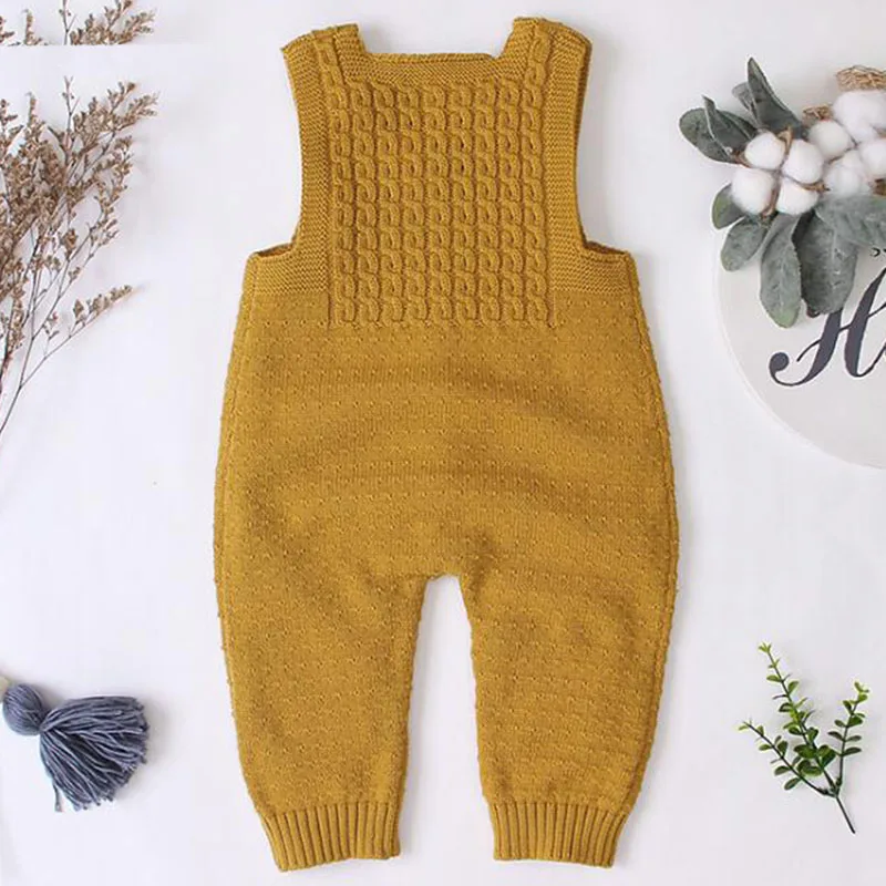 Baby Knitting Rompers Overalls Newborn Sleeveless Solid Color Jumpsuit Girls Boys Clothes Baby Winter Romper Leisure Jumpsuit - Image 4