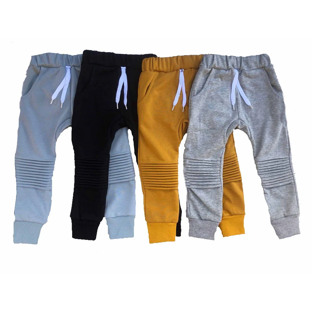 Custom Baby Boys Toddler French Terry Knee Fold Long Pants Joggers