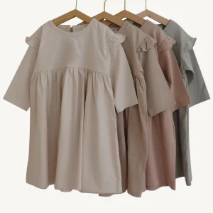 Custom Little Infant Baby Girl Cotton Ruffle Long Sleeve Boho Dresses