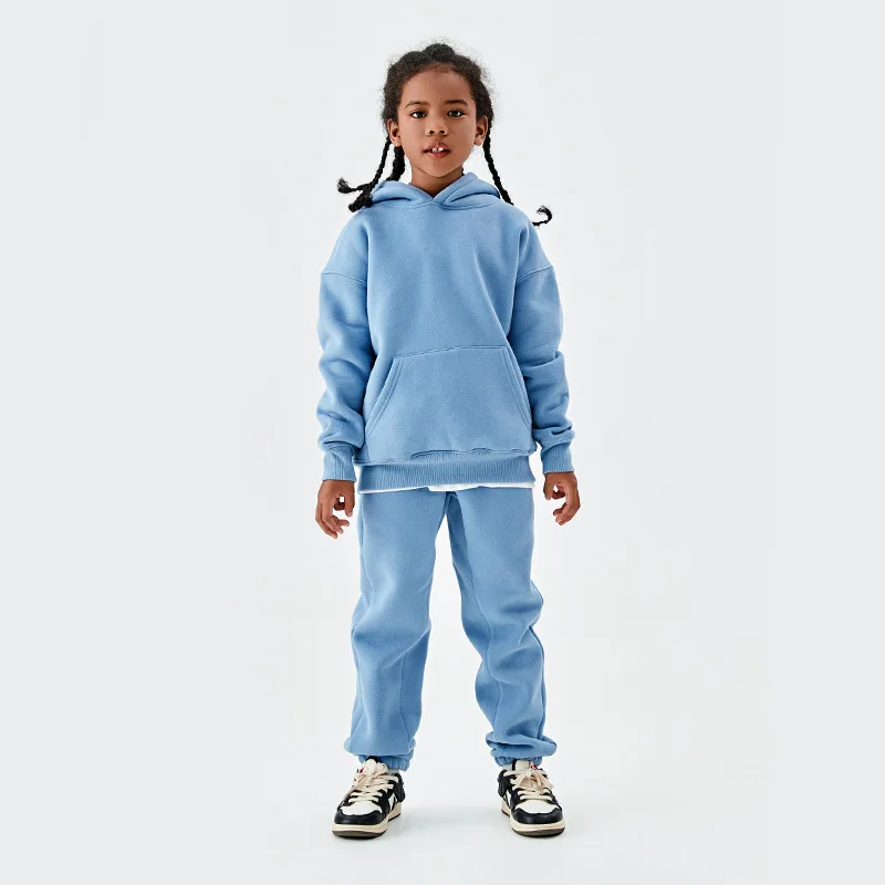 Comfortable Kids Set Children's Autumn-Winter Merlot Set Baby Hoodie Pullover Set Spring Long Sleeve 350G Boys and Girls Set - Image 4