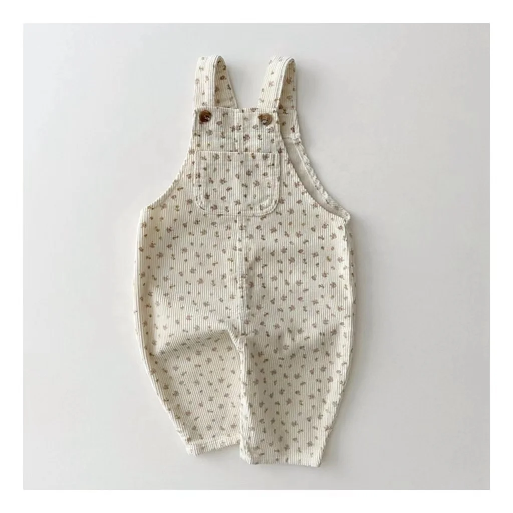 RTS in Stock Baby Floral Corduroy Button Overalls Denim Style Overalls Jumpsuit Clothes - Image 4