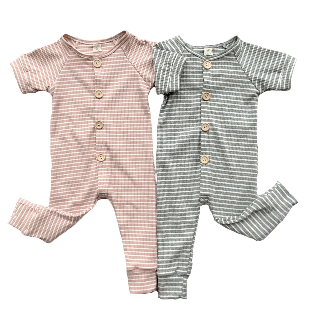 Wholesale Autumn Unisex Kids Baby Rib Cotton Long Sleeve Jumpsuit Baby Girl Boys Henley Solid Baby Romper - Image 6