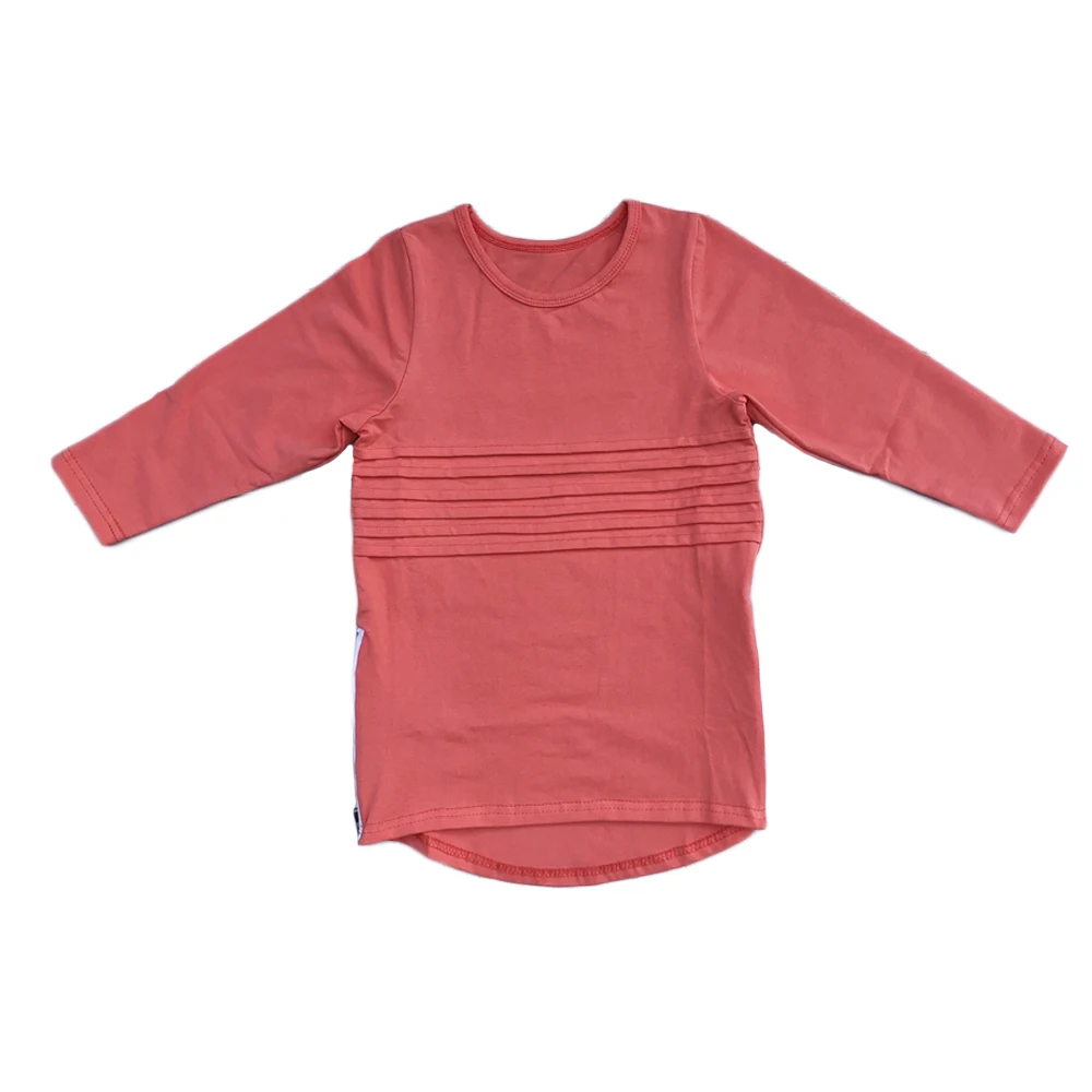 New Simple Style Boys and Girls Striped t Shirts Scoop Hem and Zips in Side Face Baby Shirt Long Line Tee Kids Tshirt - Image 2