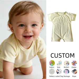 OEM Baby Clothing Baby Romper Made With Terry Cloth Snap Button Custom for Baby Girls Boys Newborn Jumpsuit
