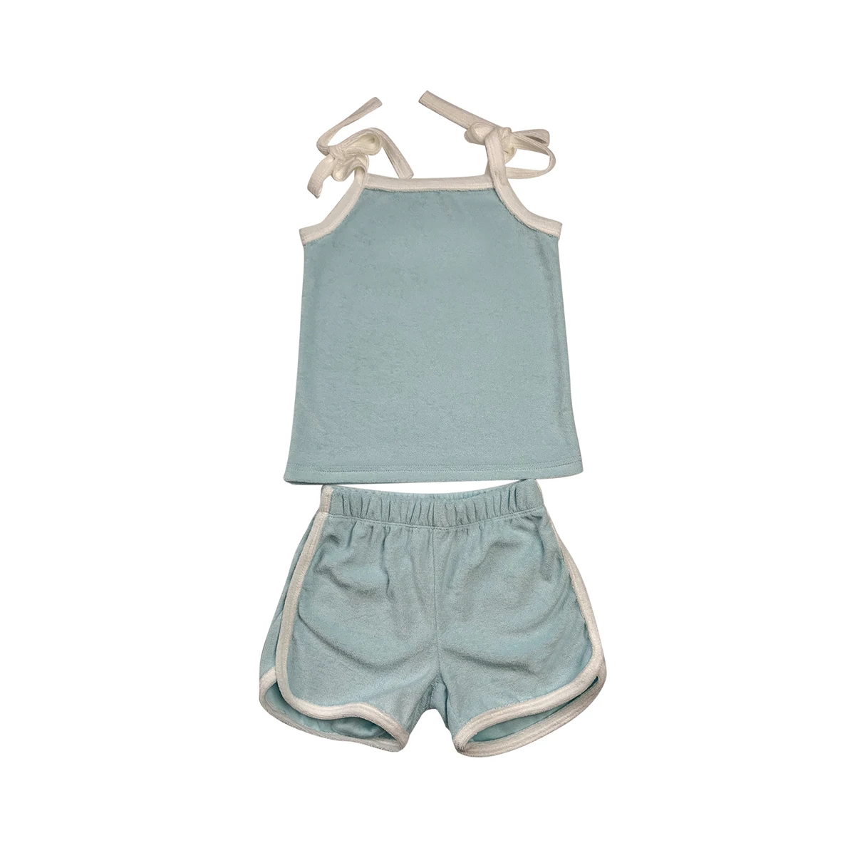 Terry Short Set Girl Towelling Two Piece Set Summer Sleeveless Tank and Curly Terry-cloth Shorts - Image 4
