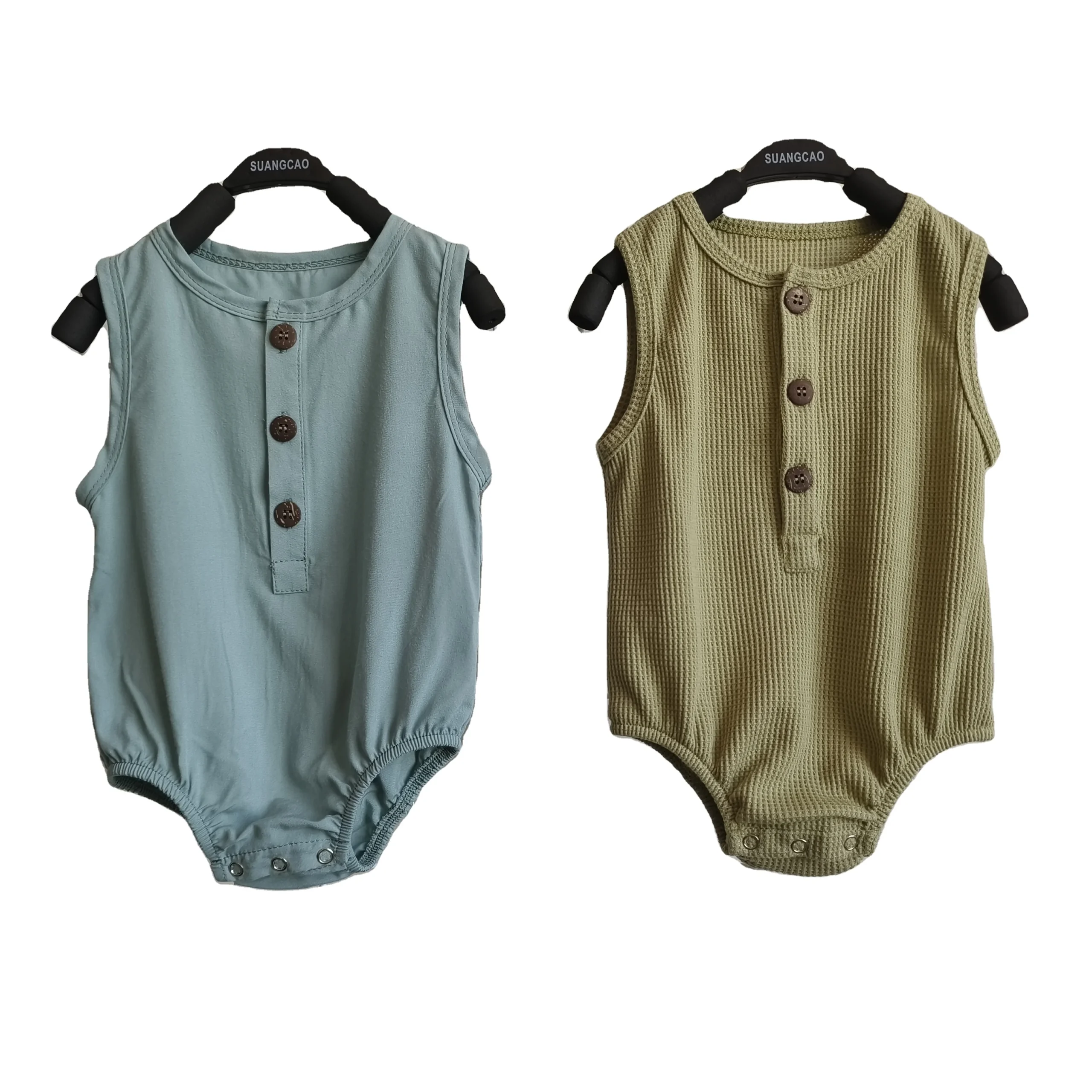 2024 Summer Newborn Baby Girl Boys Waffle Cotton Sleeveless Romper Bodysuits Jumpsuit Toddler One-pieces