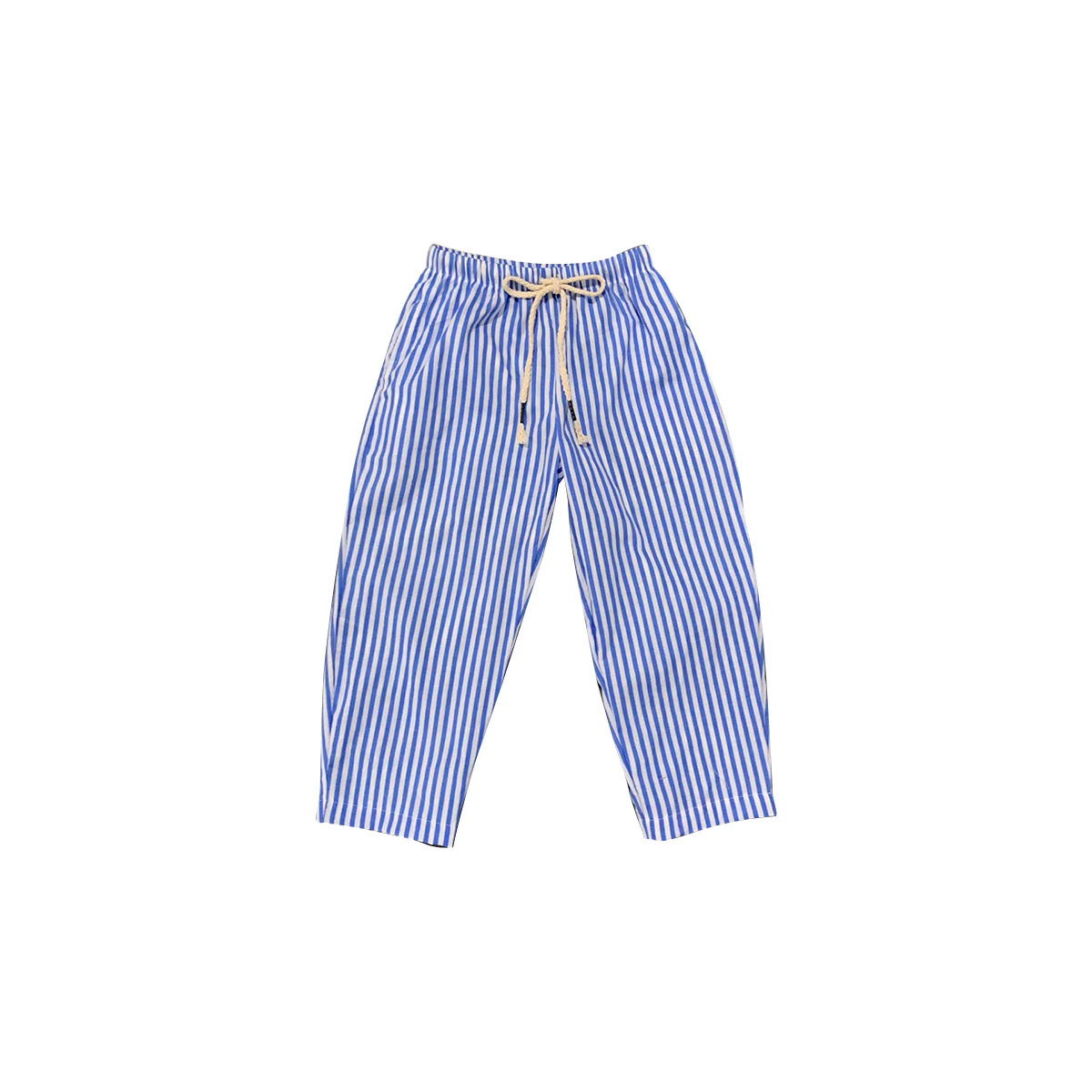 Striped Cotton Pants Kids Straight Leg Casual Drawstring Pants Long Boys Striped Trousers - Image 3
