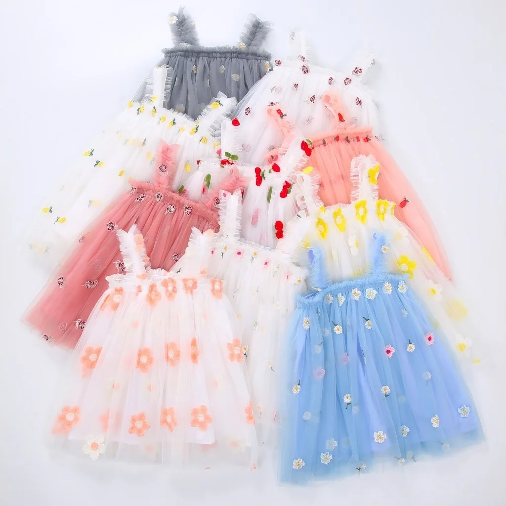 Summer Solid Color Cotton Linen 2 Side Pocket Strap Dress with Lace up Children's Strap Dress