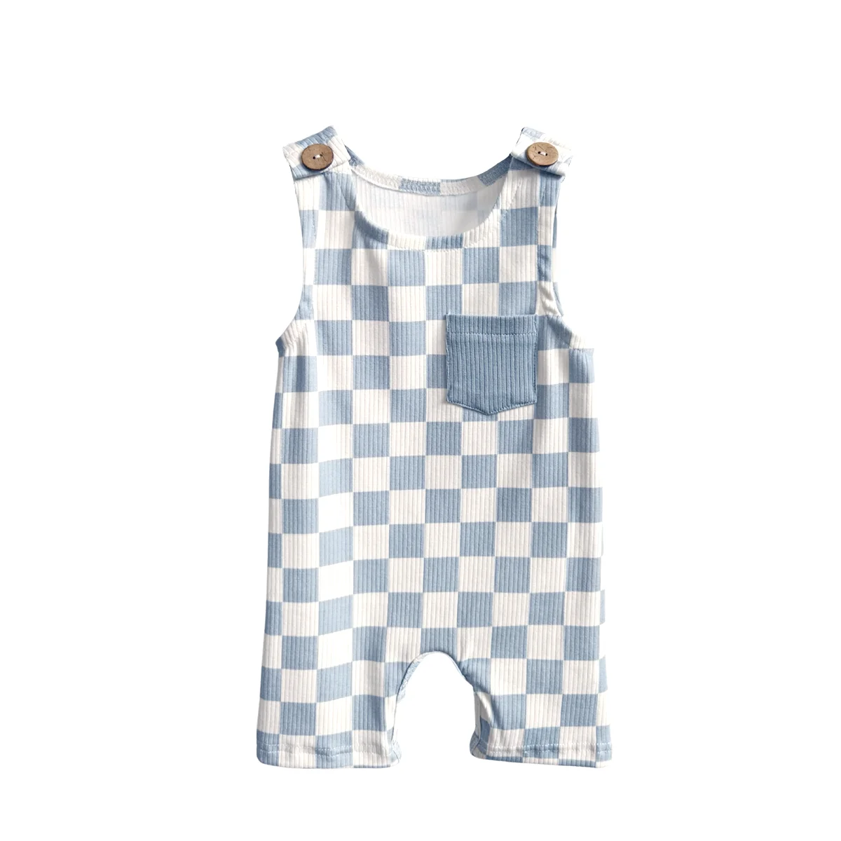 Summer Fashionable Ribbed Cotton Striped Print Crawlwear for Kids Casual Sporty Close-Fitting Short Rompers - Image 5