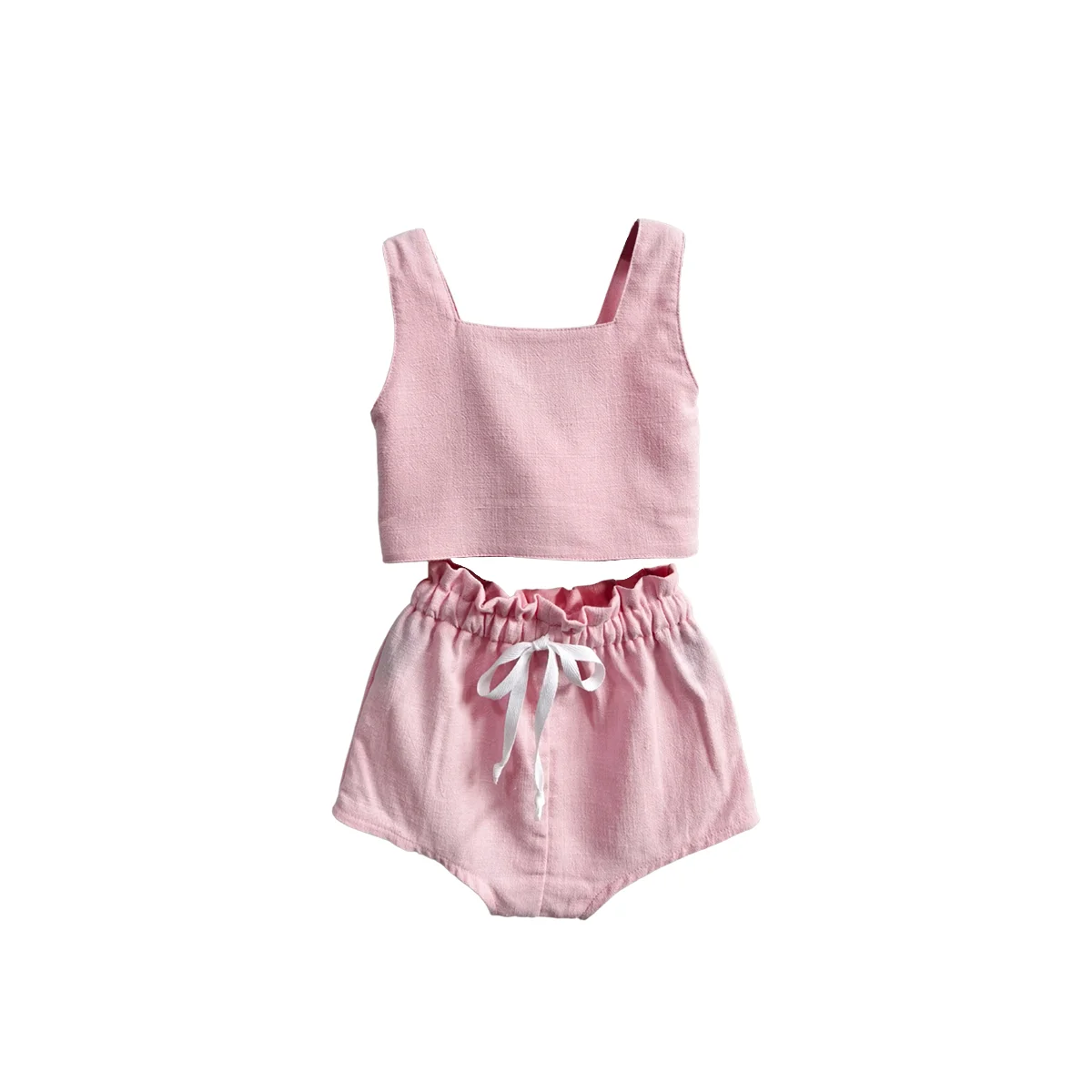 Summer Girl Fashionable Trendy Close-Fitting Soft Clothing Set Cotton and Linen Bright Fairy for Kids - Image 5