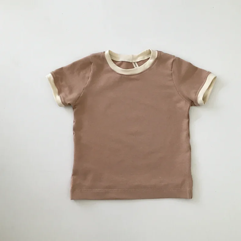 Custom Terry Cotton Match Color Short Sleeve Unisex Toddler Baby Tshirts for Summer - Image 3