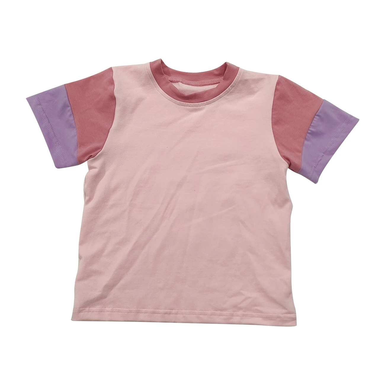 Wholesale Custom Summer Baby Girls Boys Color Block Short Sleeve Shirts Kids Clothes - Image 3